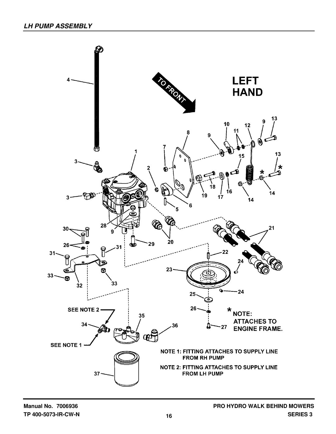 Snapper SPA361, SPA481, SPLH153KW, SPLH173KW manual LH Pump Assembly 