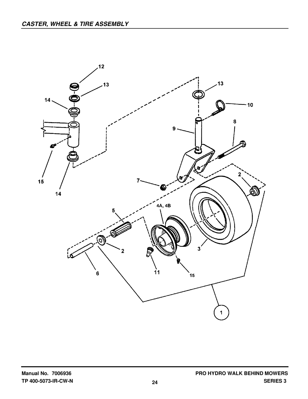 Snapper SPA361, SPA481, SPLH153KW, SPLH173KW manual CASTER, Wheel & Tire Assembly 