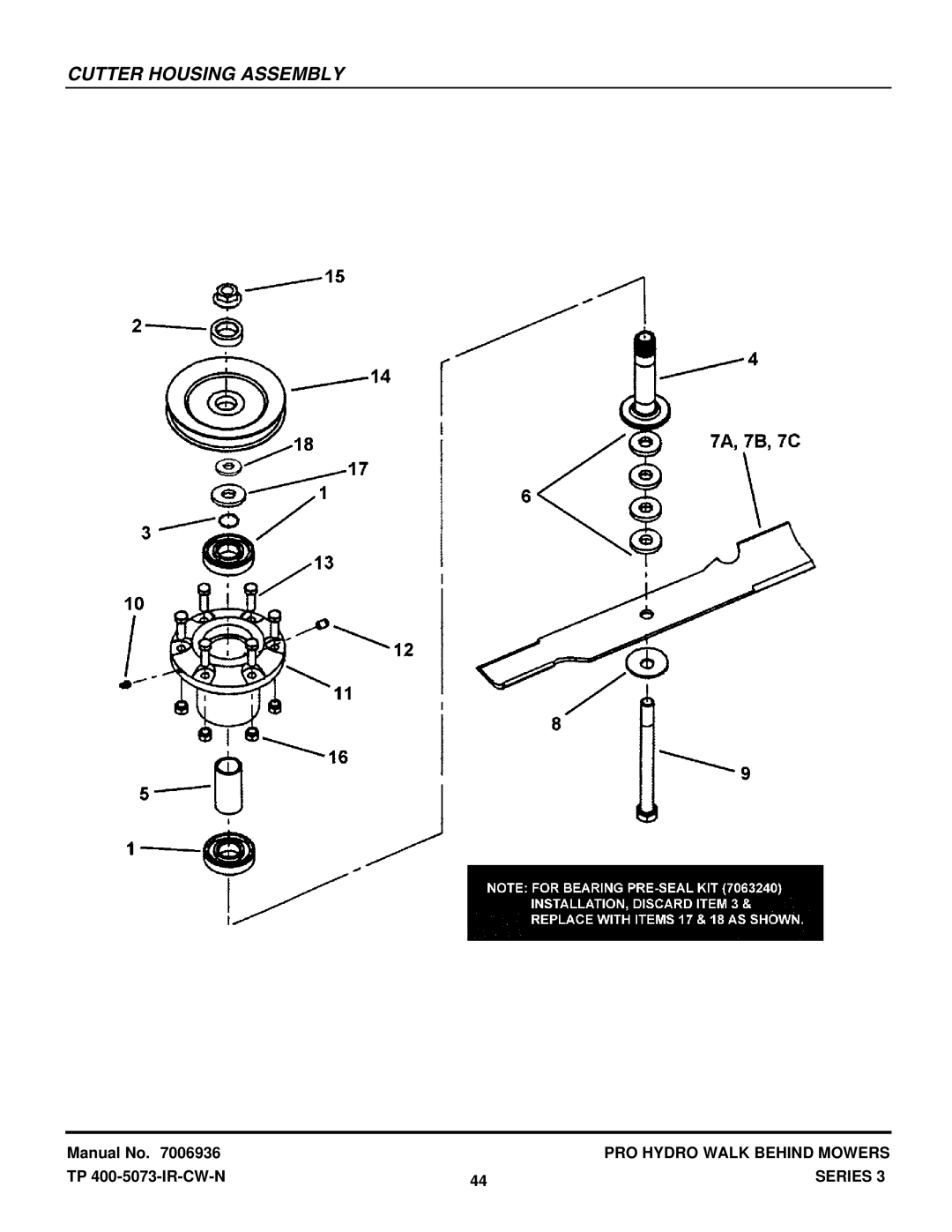 Snapper SPA361, SPA481, SPLH153KW, SPLH173KW manual Cutter Housing Assembly 