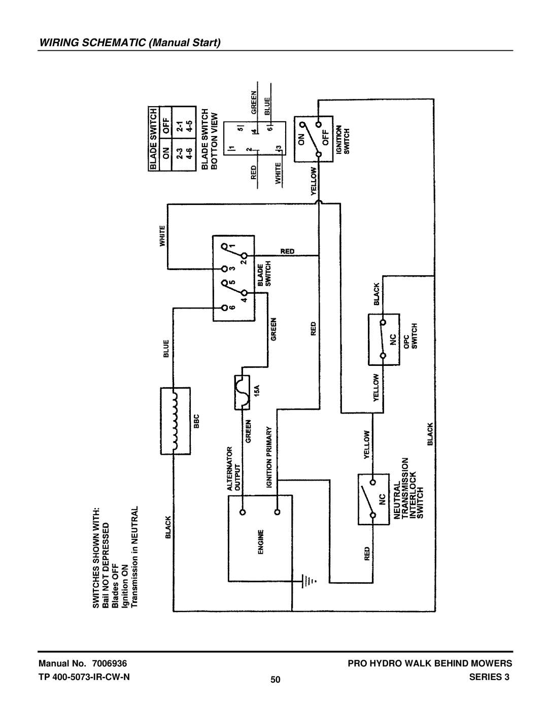 Snapper SPLH153KW, SPA361, SPA481, SPLH173KW manual Wiring Schematic Manual Start 