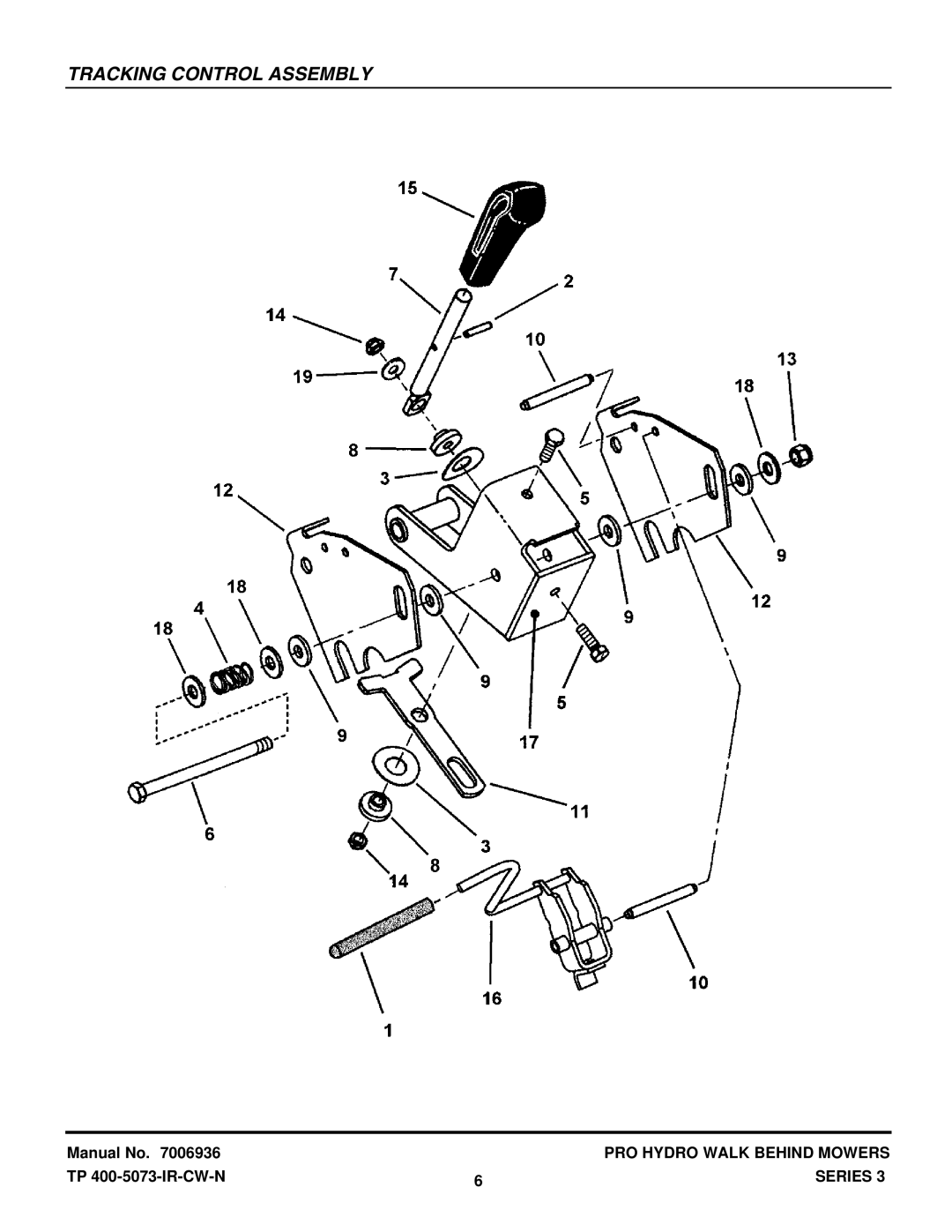 Snapper SPLH153KW, SPA361, SPA481, SPLH173KW manual Tracking Control Assembly 