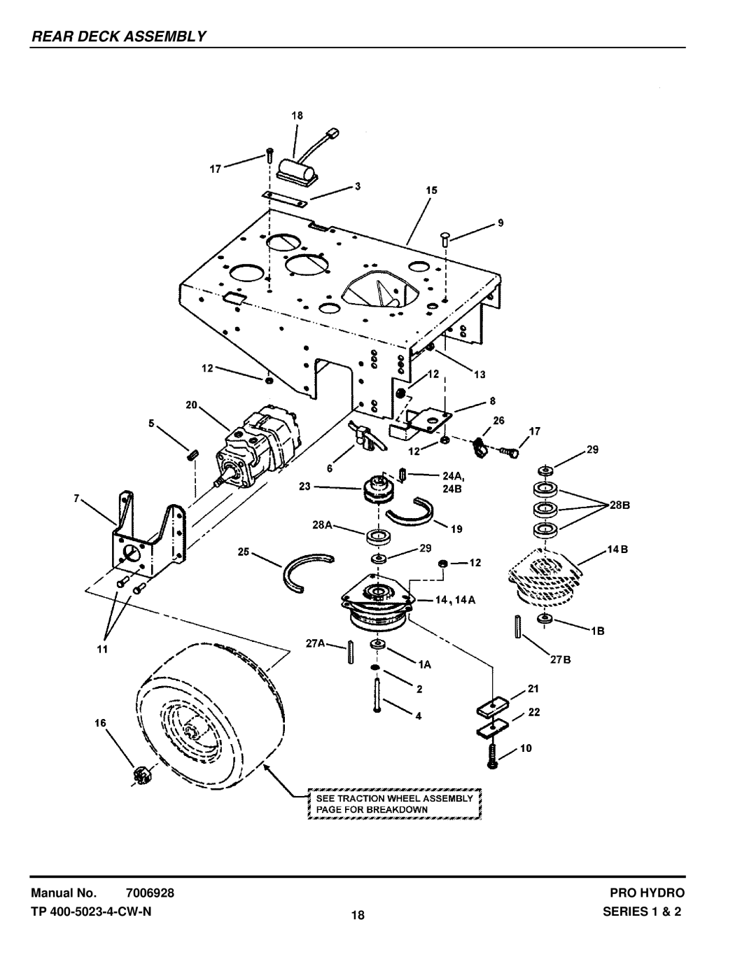 Snapper SPLH221KHE SPA481, SPA521, SPA611, SPLH171KW SPA480, SPLH152KW SPA361, SPLH231KHE SPA520, SPLH141KH Rear Deck Assembly 