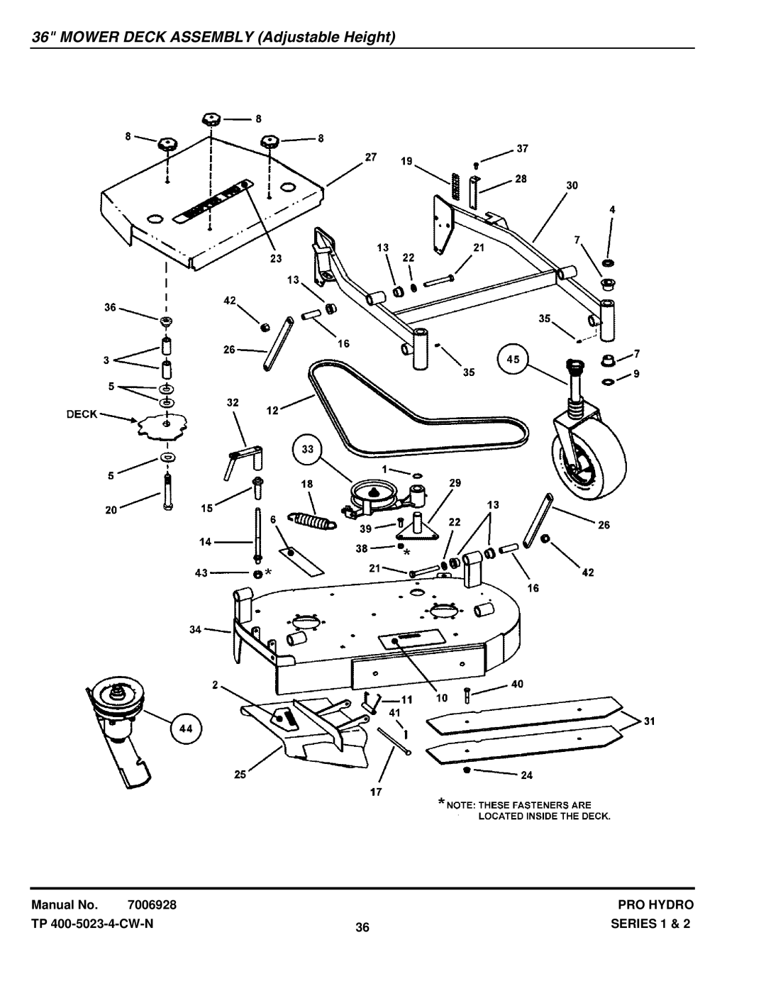 Snapper SPLH152KW SPA361, SPA521, SPA611, SPLH171KW SPA480, SPLH231KHE SPA520, SPLH141KH Mower Deck Assembly Adjustable Height 