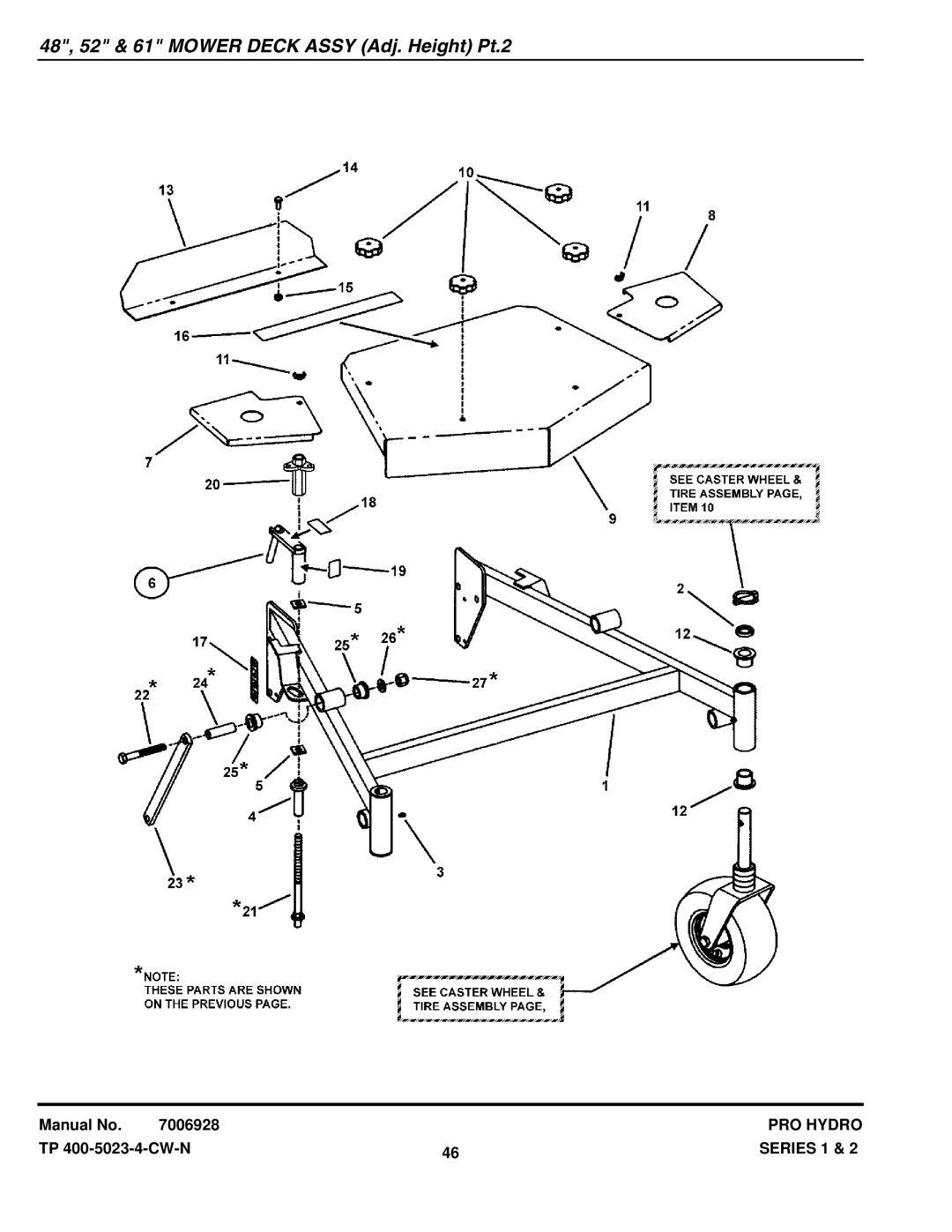 Snapper SPLH171KW SPA480, SPA521, SPA611, SPLH152KW SPA361, SPLH231KHE SPA520 48, 52 & 61 Mower Deck Assy Adj. Height Pt.2 