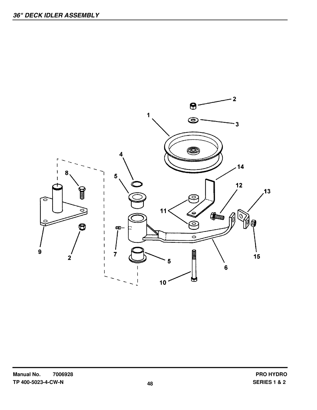 Snapper SPLH231KHE SPA520, SPA521, SPA611, SPLH171KW SPA480, SPLH152KW SPA361, SPLH141KWE SP520, SPLH141KH Deck Idler Assembly 