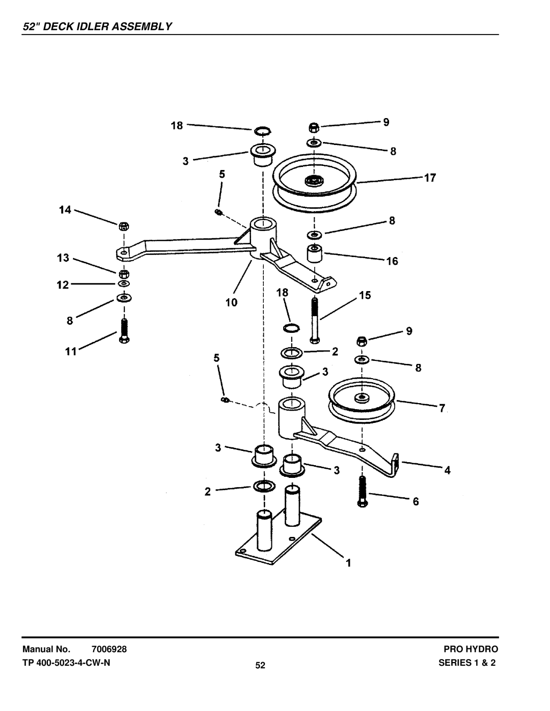 Snapper SPLH151KH SPA360, SPA521, SPA611, SPLH171KW SPA480, SPLH152KW SPA361, SPLH231KHE SPA520, SPLH141KH Deck Idler Assembly 