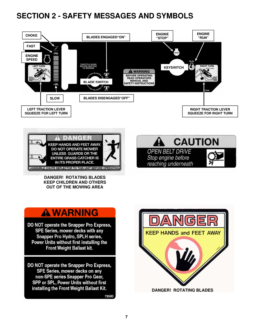 Snapper SPE131KW, SPE361, SPE481 Safety Messages and Symbols, Keep Children and Others OUT of the Mowing Area 