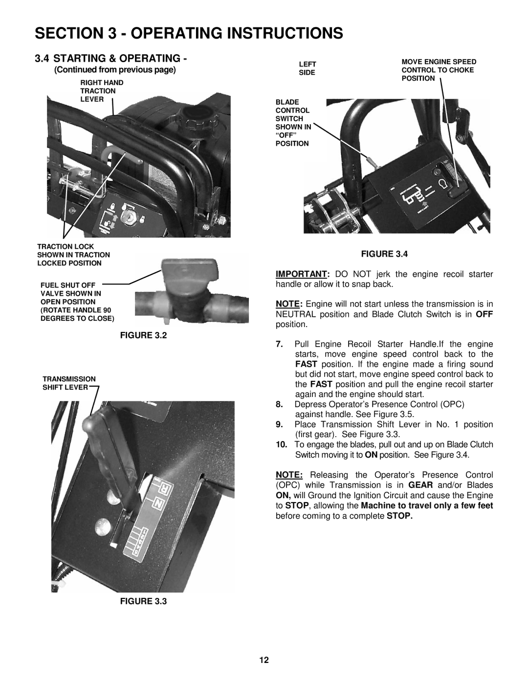 Snapper SPEL150KH, SPE481, SPE361 important safety instructions From previous 