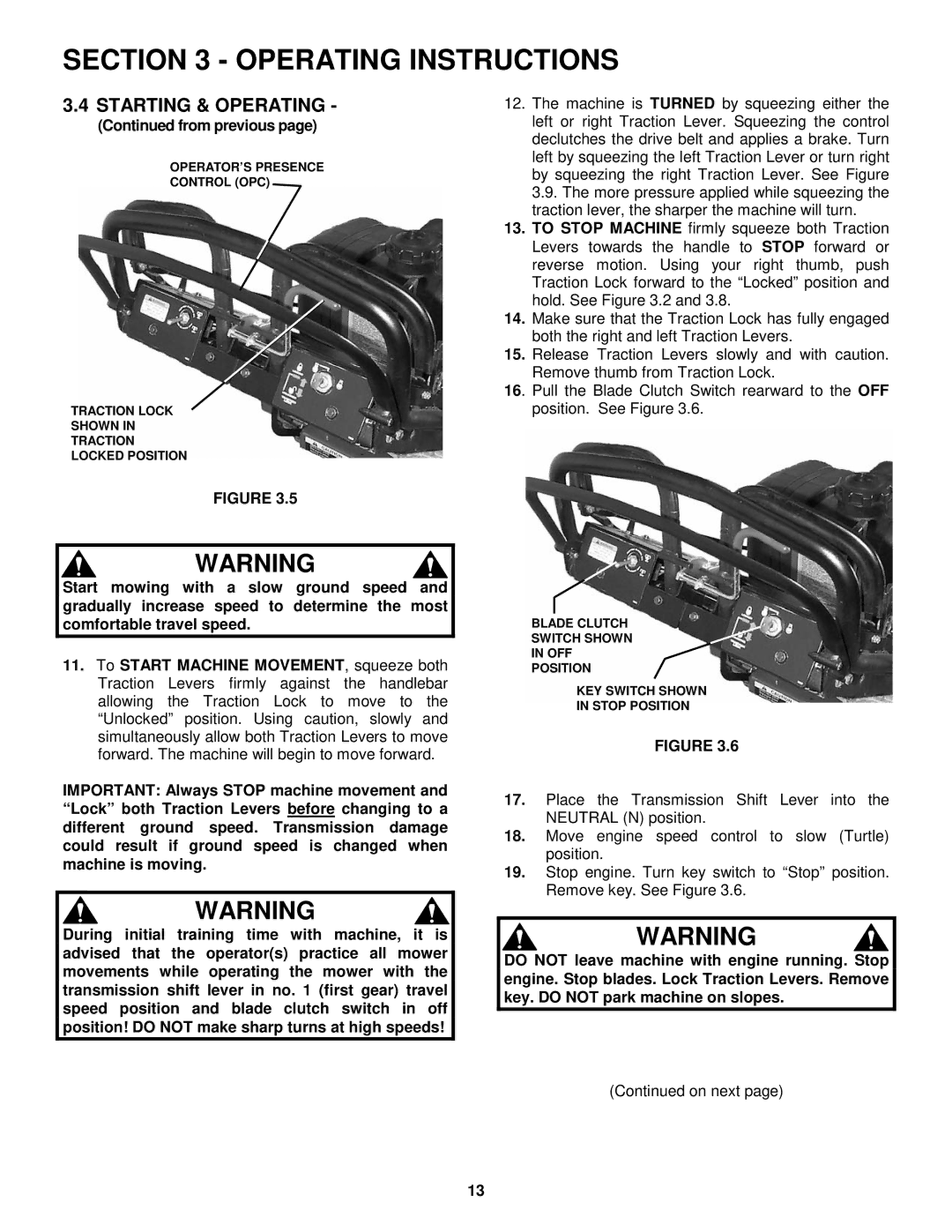 Snapper SPE481, SPEL150KH, SPE361 important safety instructions On next 