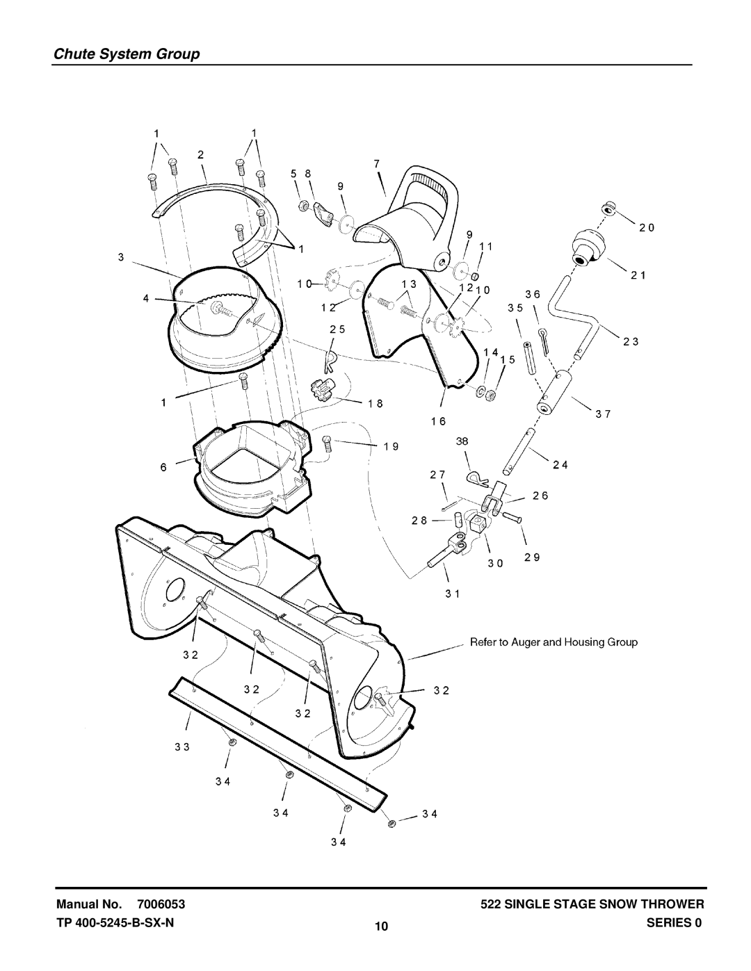 Snapper SS50220E (7800080), ES50220E (7800083), ESS50220E (7800083), SS50220E (7800080) manual Chute System Group 