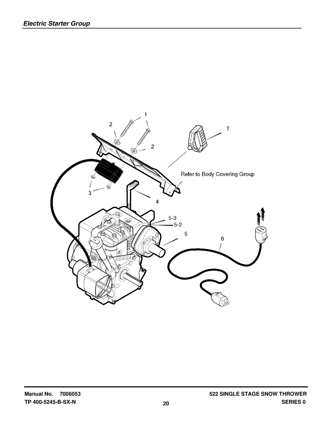 Snapper SS50220E (7800080), ES50220E (7800083), ESS50220E (7800083), SS50220E (7800080) manual Electric Starter Group 