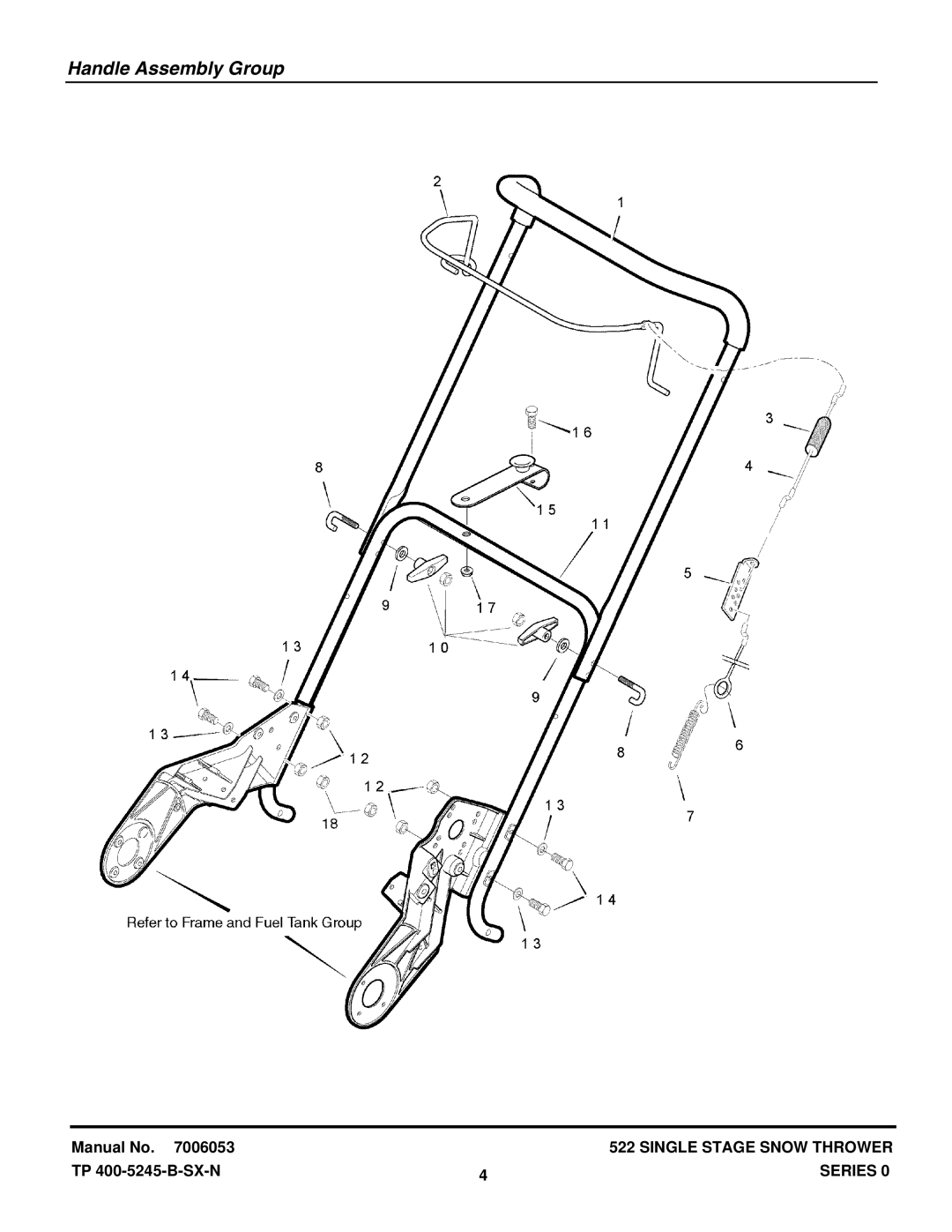 Snapper SS50220E (7800080), ES50220E (7800083), ESS50220E (7800083), SS50220E (7800080) manual Handle Assembly Group 