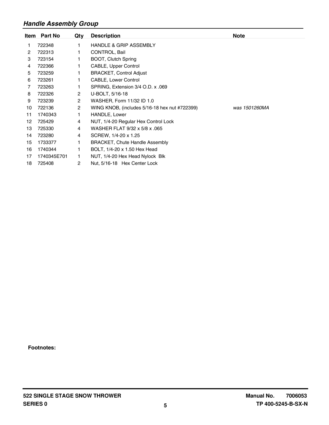 Snapper ESS50220E (7800083), SS50220E (7800080), SS50220E (7800080), ES50220E (7800083) manual Footnotes 