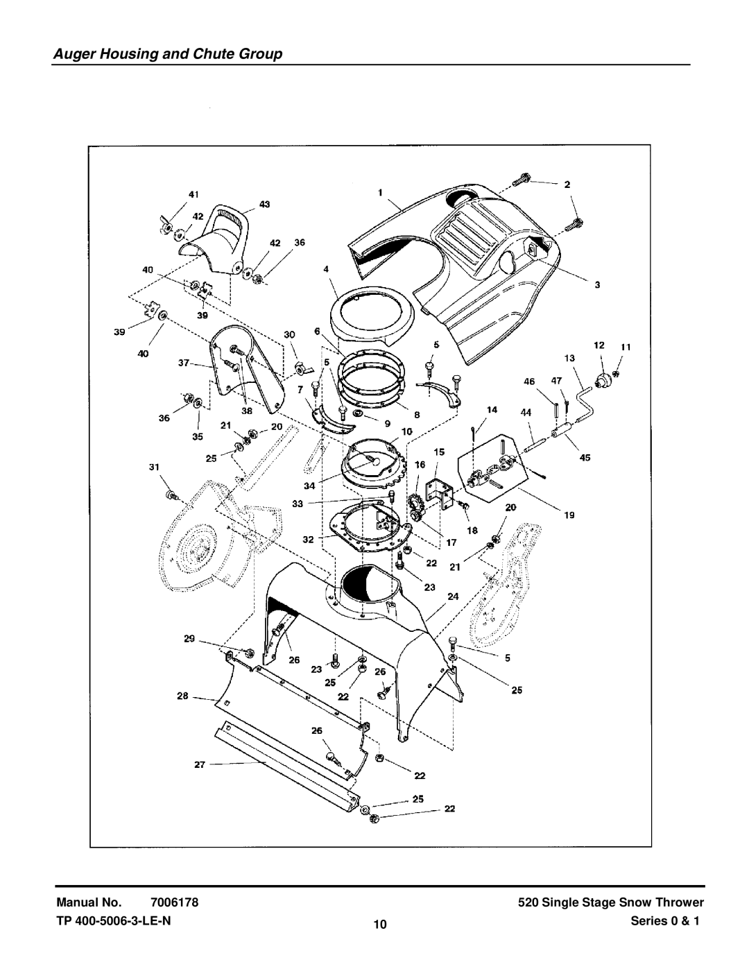 Snapper SS5200E, SS5201E, SS5200R, SS5201R manual Auger Housing and Chute Group 