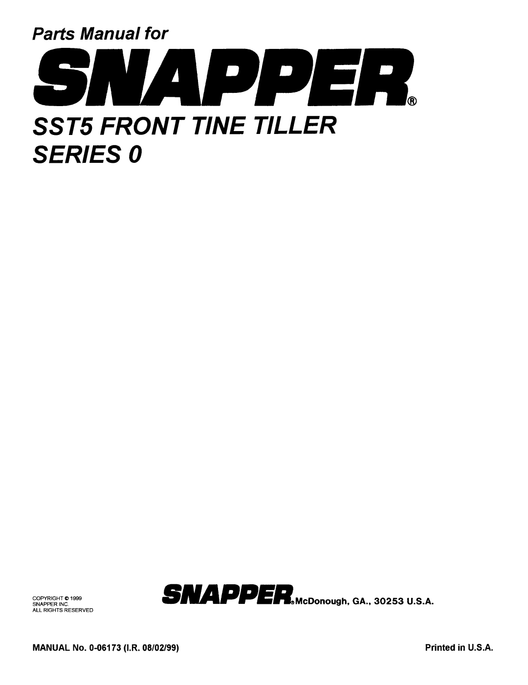 Snapper SST5 manual 