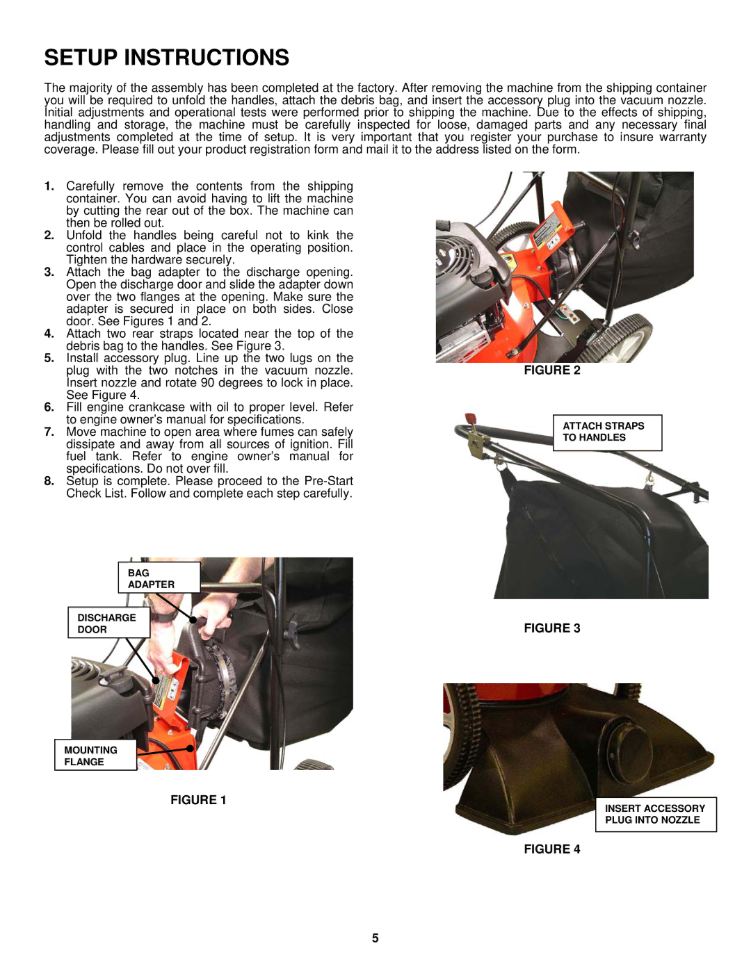 Snapper SV25550HC, SV25650B, SV25500HV, SV25550HV important safety instructions Setup Instructions 