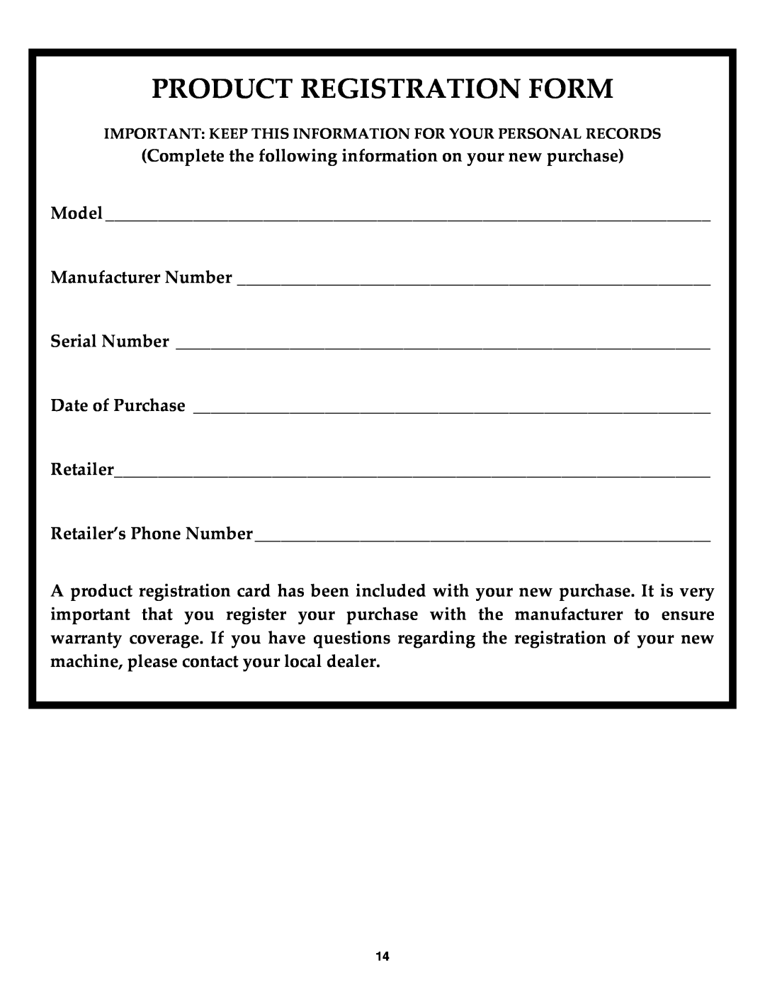 Snapper SV25650B important safety instructions Product Registration Form 