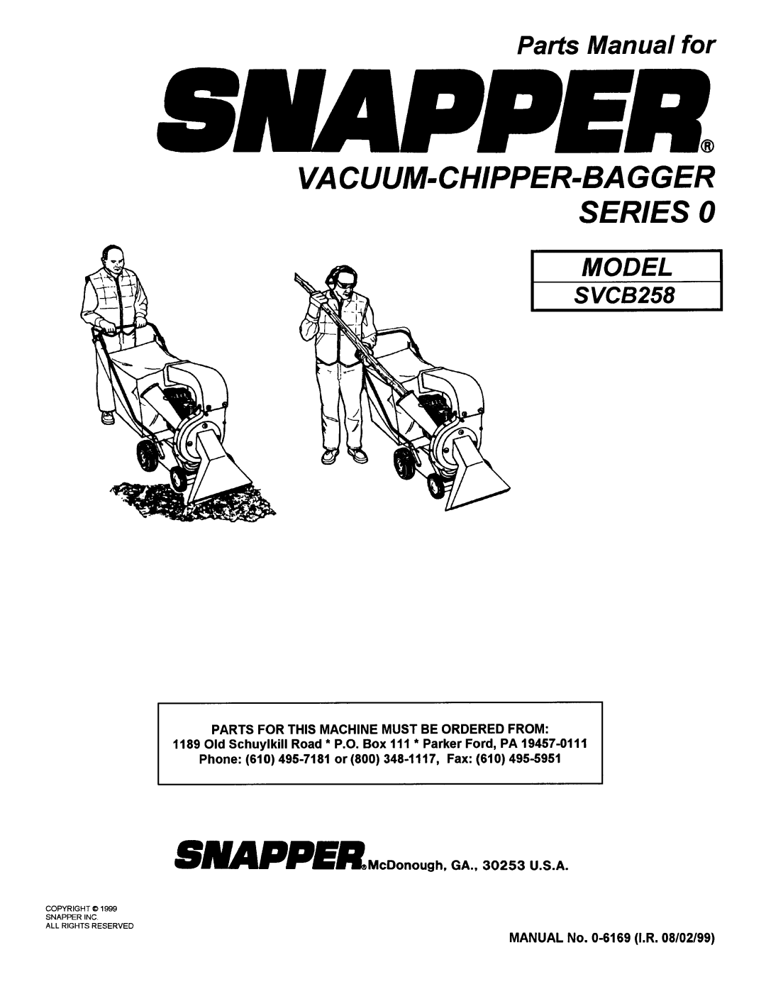 Snapper SVCB258 manual 