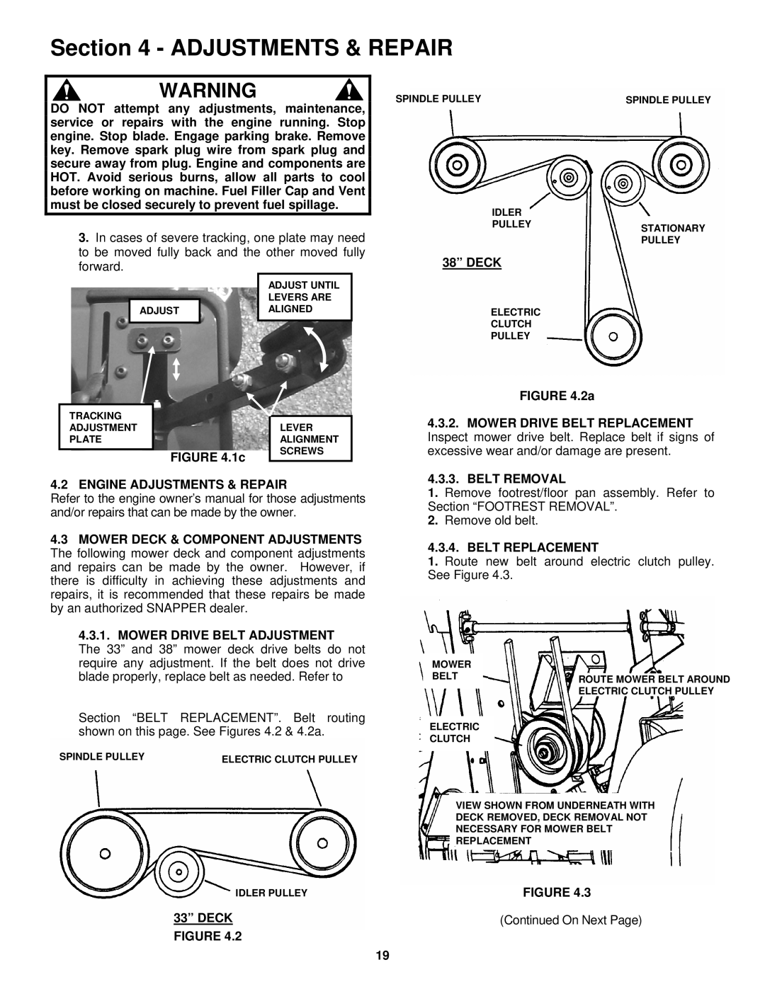 Snapper SZT18336BVE Mower Drive Belt Replacement, Engine Adjustments & Repair, Mower Drive Belt Adjustment, Belt Removal 