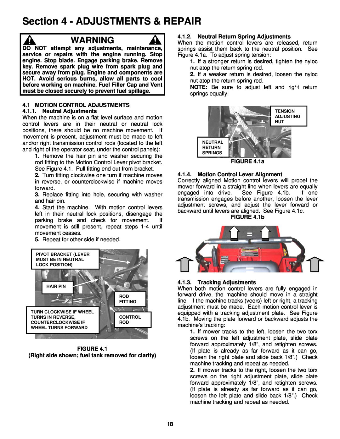 Snapper SZT18386BVE, SZT18336BVE important safety instructions Adjustments & Repair 