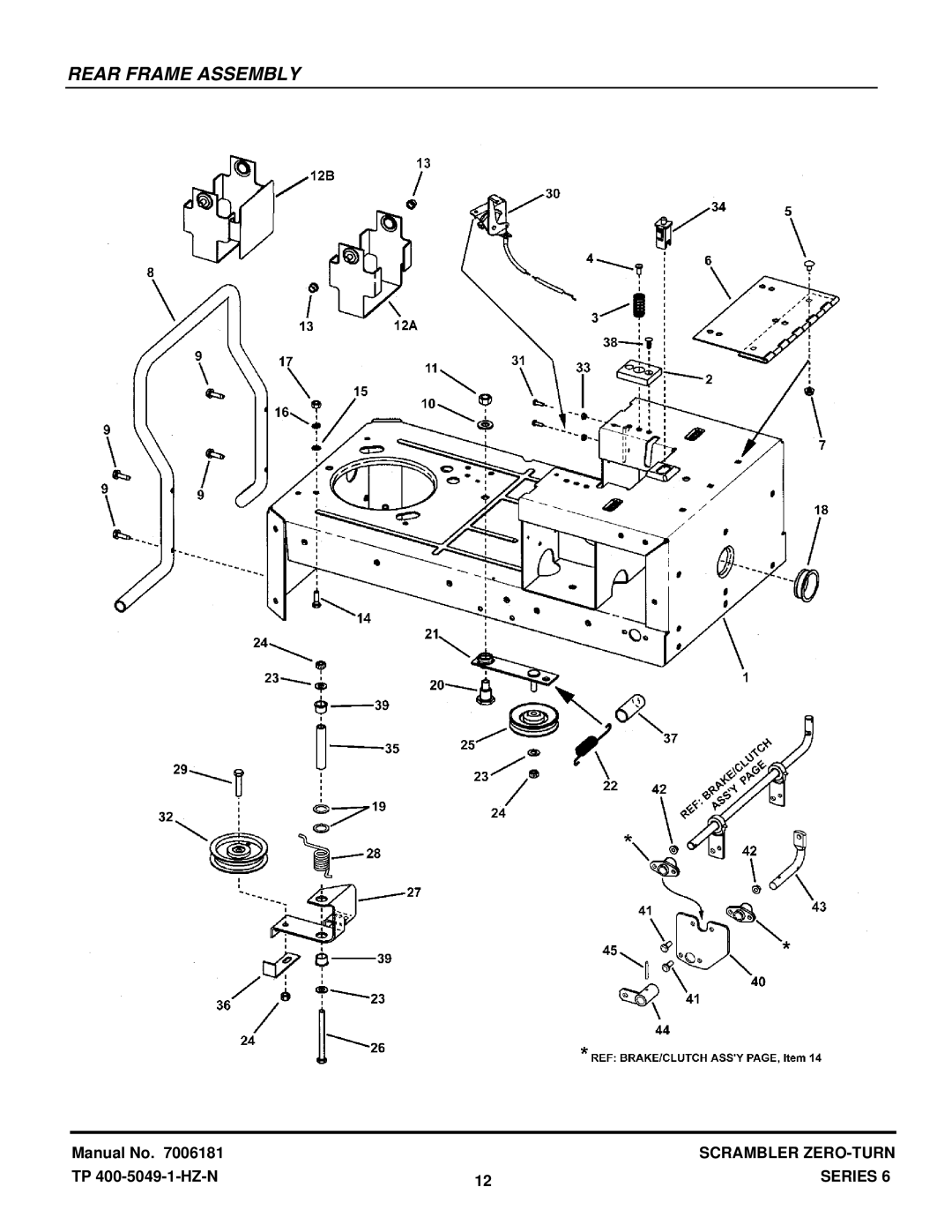 Snapper SZT20486BVE, SZT18426BVE manual Rear Frame Assembly 