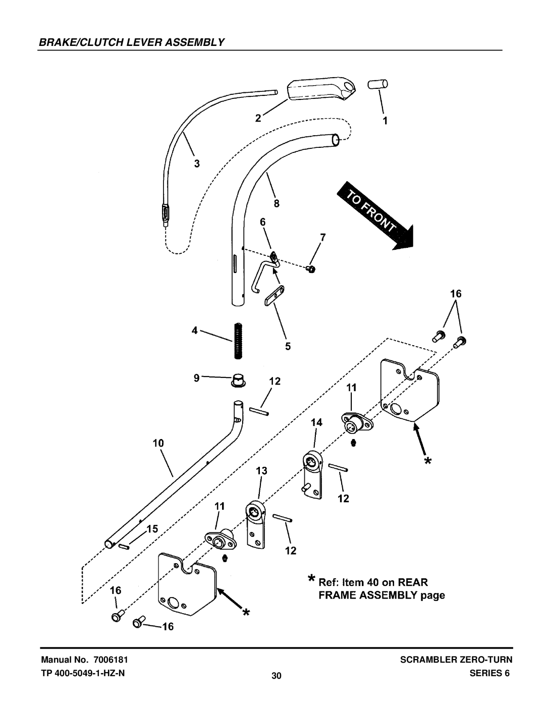 Snapper SZT20486BVE, SZT18426BVE manual BRAKE/CLUTCH Lever Assembly 