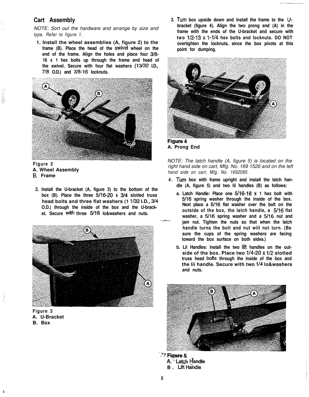 Snapper TP 100-400 manual Cart Assembly, Bracket B. Box 