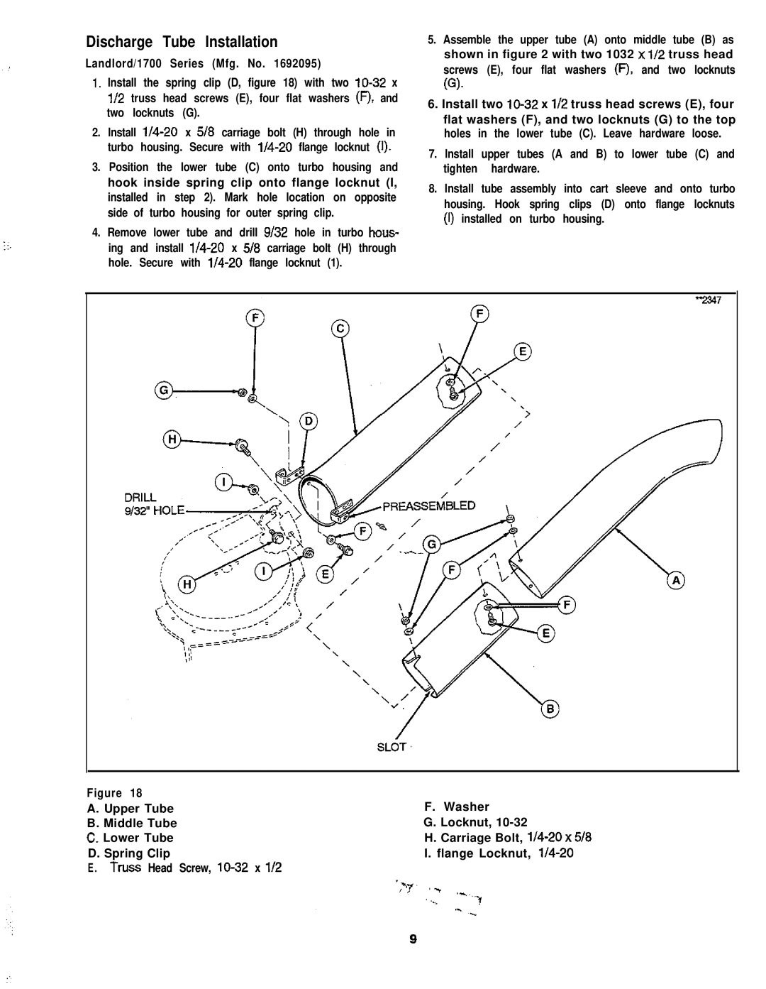 Snapper TP 100-400 manual Discharge Tube Installation, Installed on turbo housing 