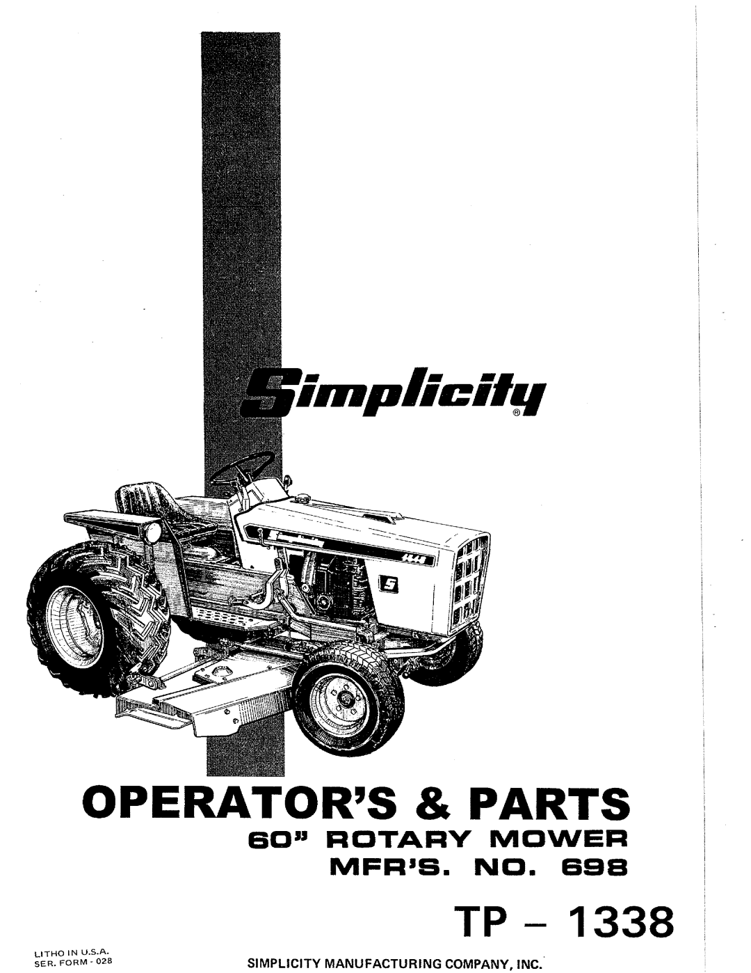 Snapper TP-1338 manual 