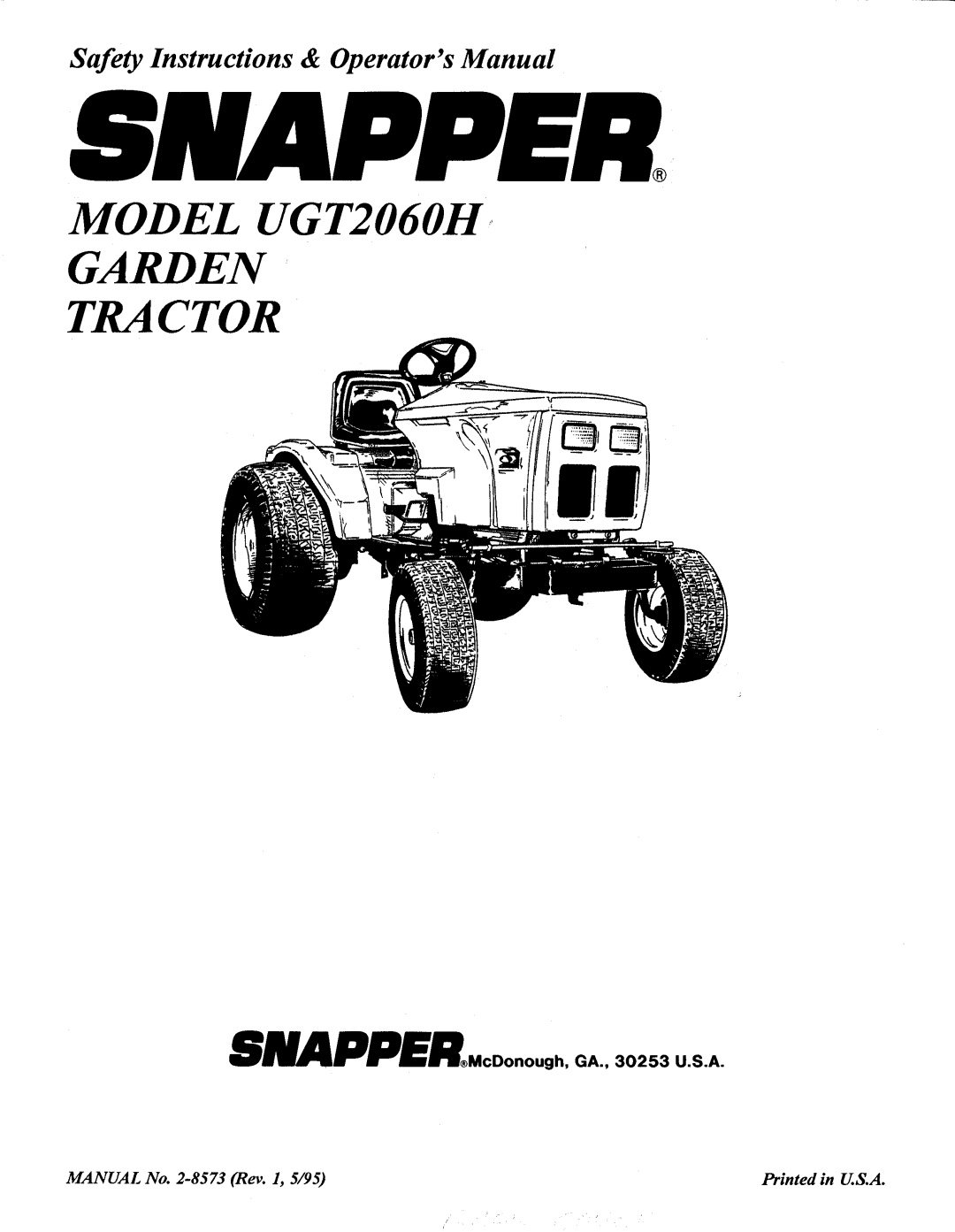Snapper UGT2060H manual 
