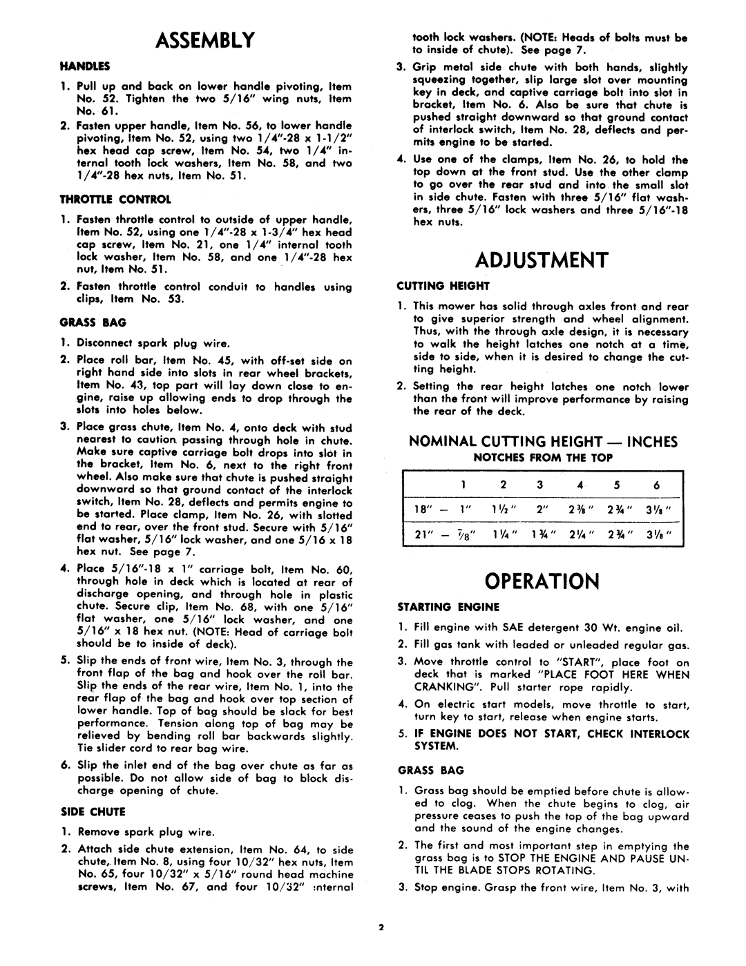 Snapper V2115, V1845 manual 