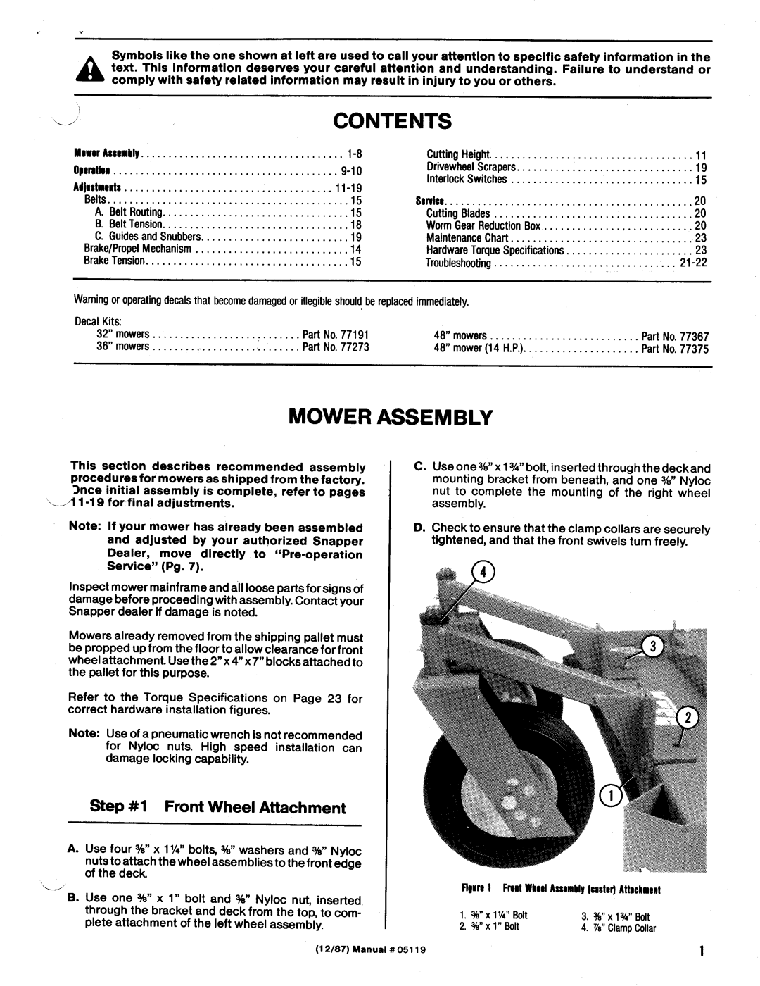 Snapper W48120S manual 