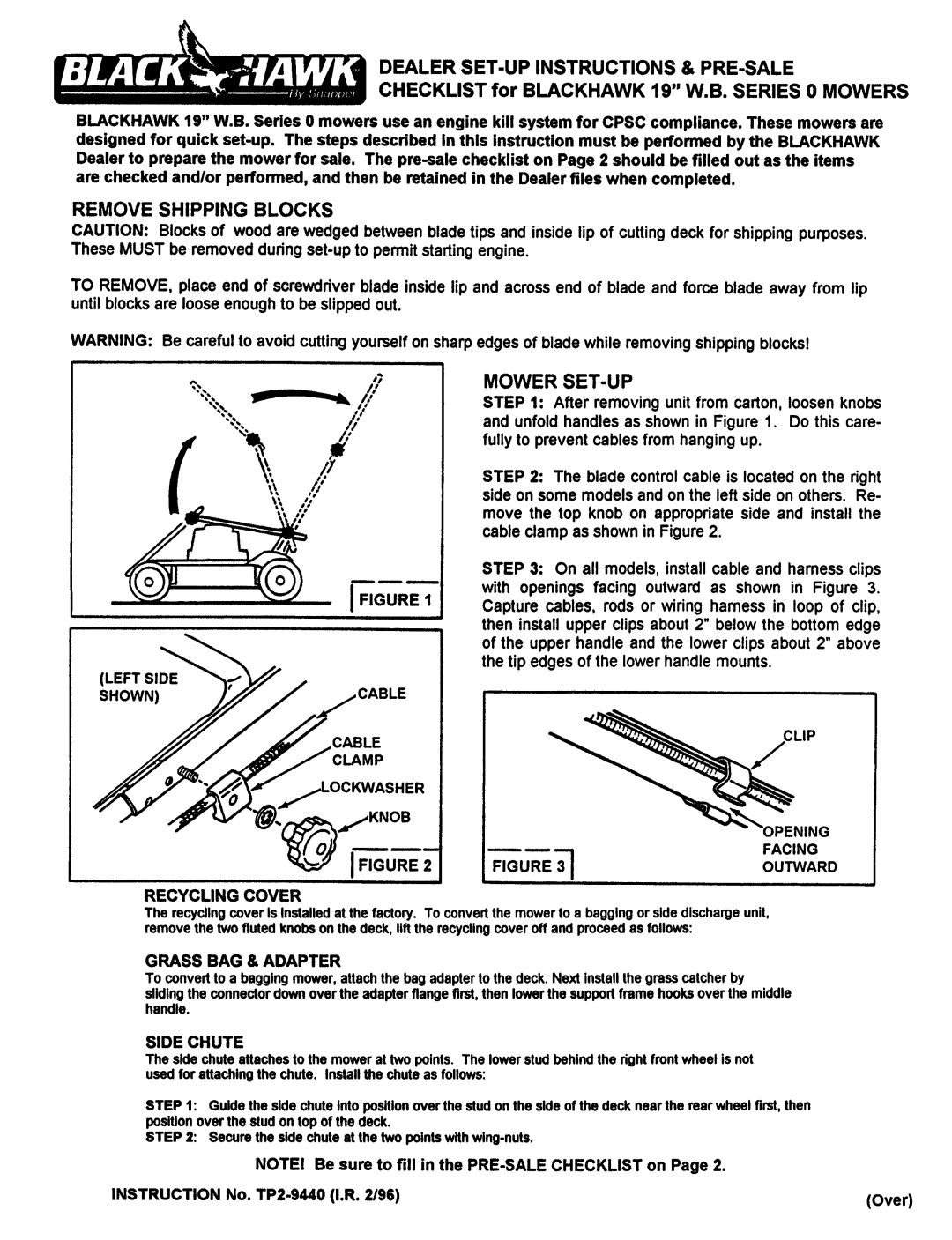 Snapper W.B. Series 0 manual 