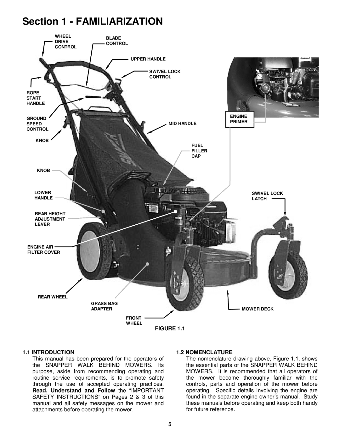 Snapper WRPS216517B, WRPS216517BE important safety instructions Introduction, Nomenclature 