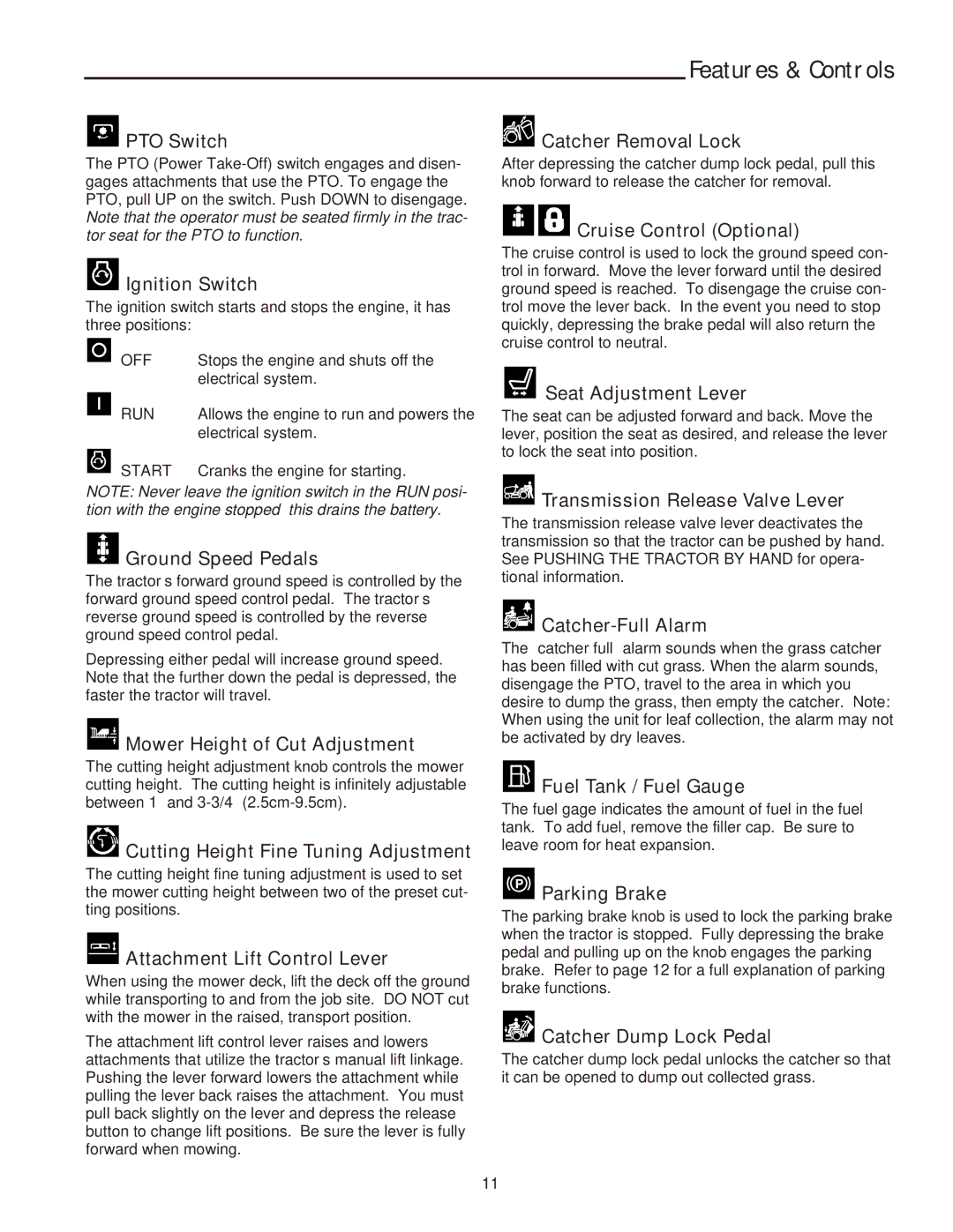 Snapper XL Series manual Features & Controls 