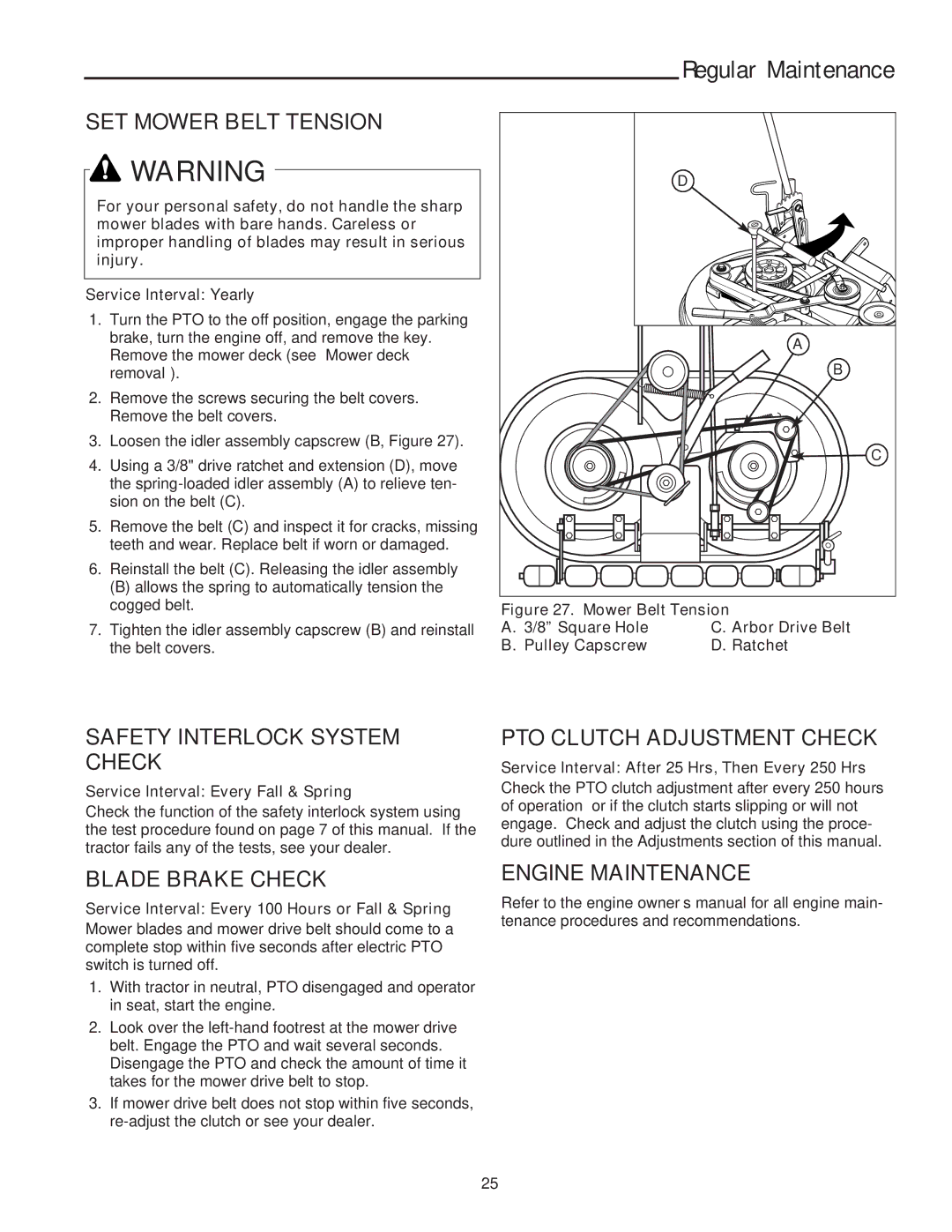 Snapper XL Series SET Mower Belt Tension, Safety Interlock System Check, Blade Brake Check, PTO Clutch Adjustment Check 