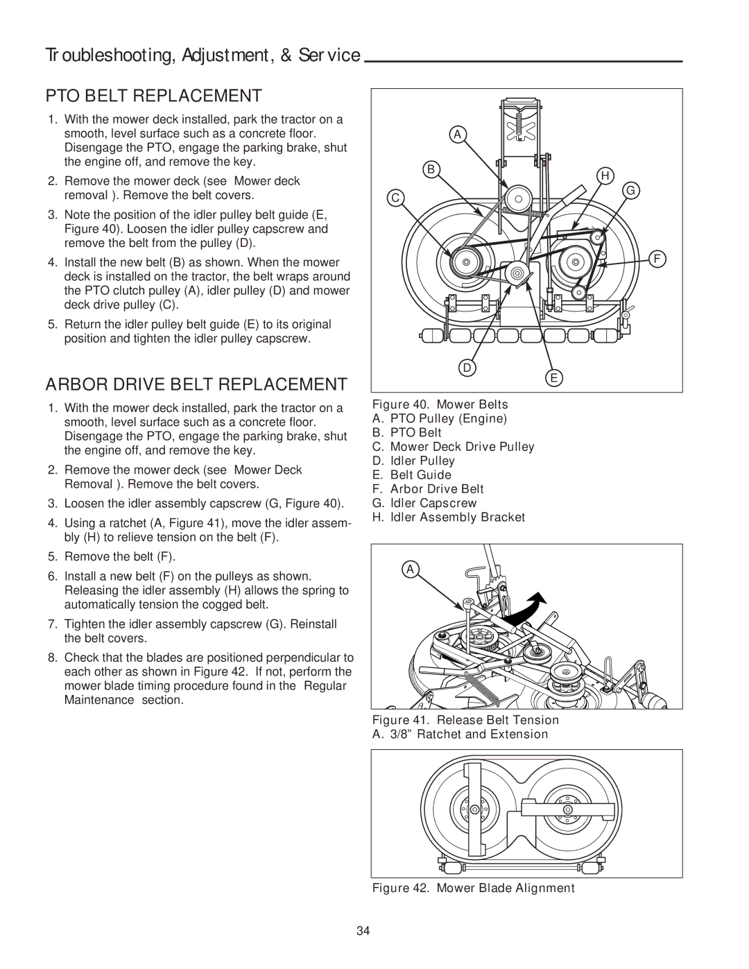 Snapper XL Series manual PTO Belt Replacement, Arbor Drive Belt Replacement 