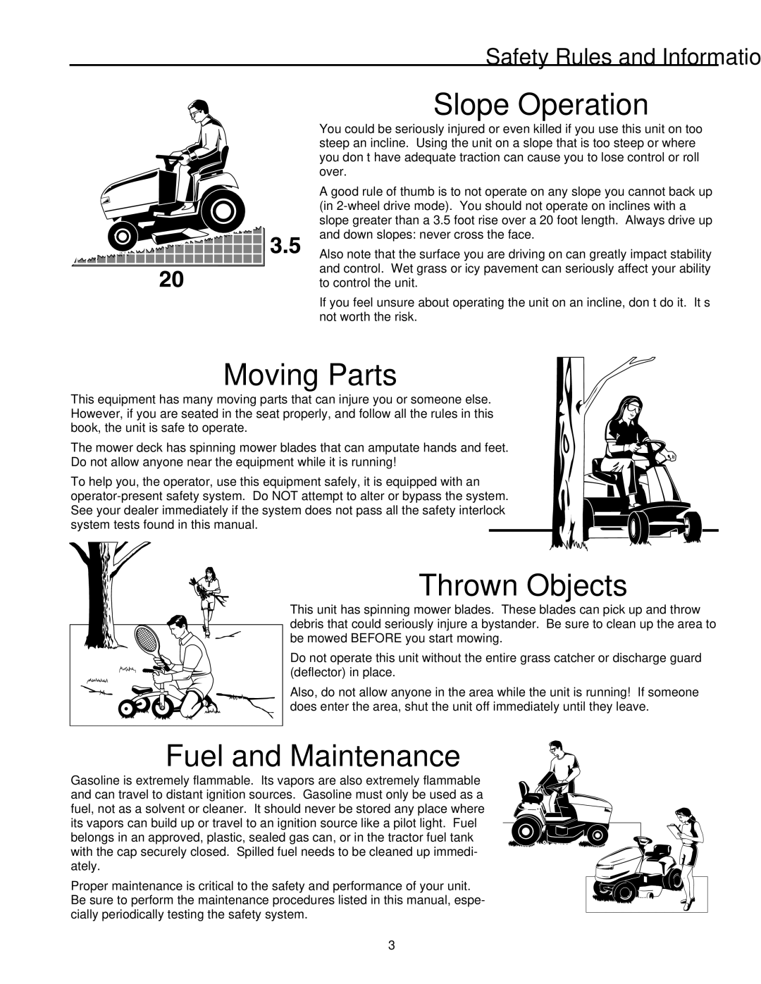 Snapper XL Series manual Slope Operation, Safety Rules and Information 