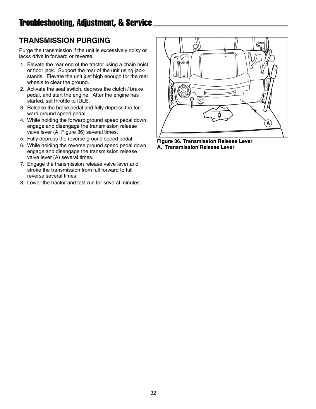 Snapper XL Series manual Transmission Purging, Troubleshooting, Adjustment, & Service 