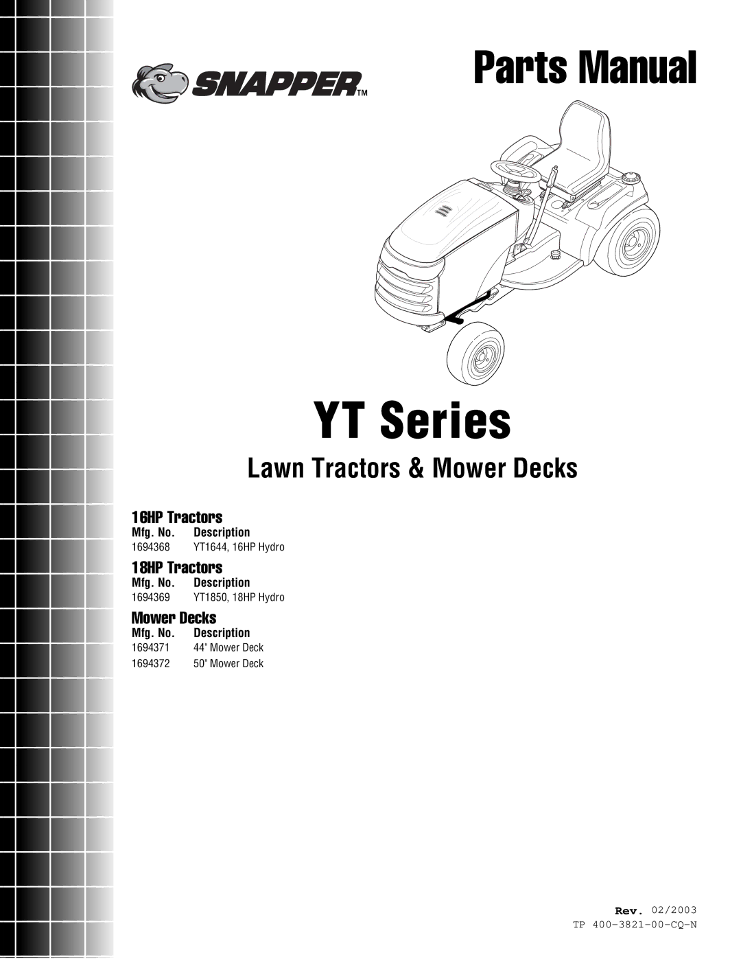 Snapper YT Series manual 