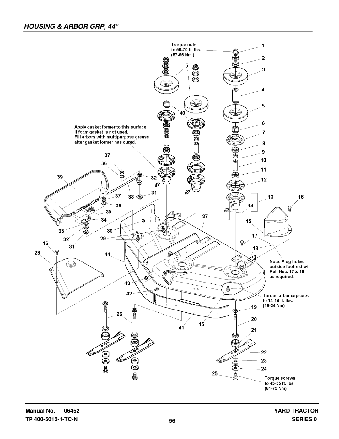 Snapper YT1644, YT1844, YT1844, YT1850, YT2050 manual Housing & Arbor GRP 