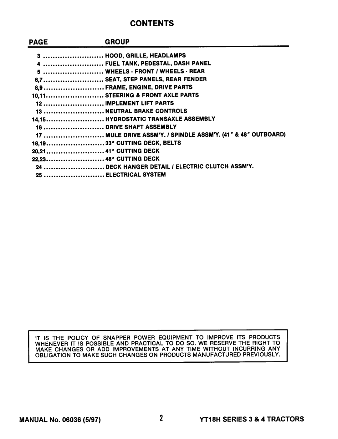 Snapper YT18H Series 3, YT18H Series 4 manual 