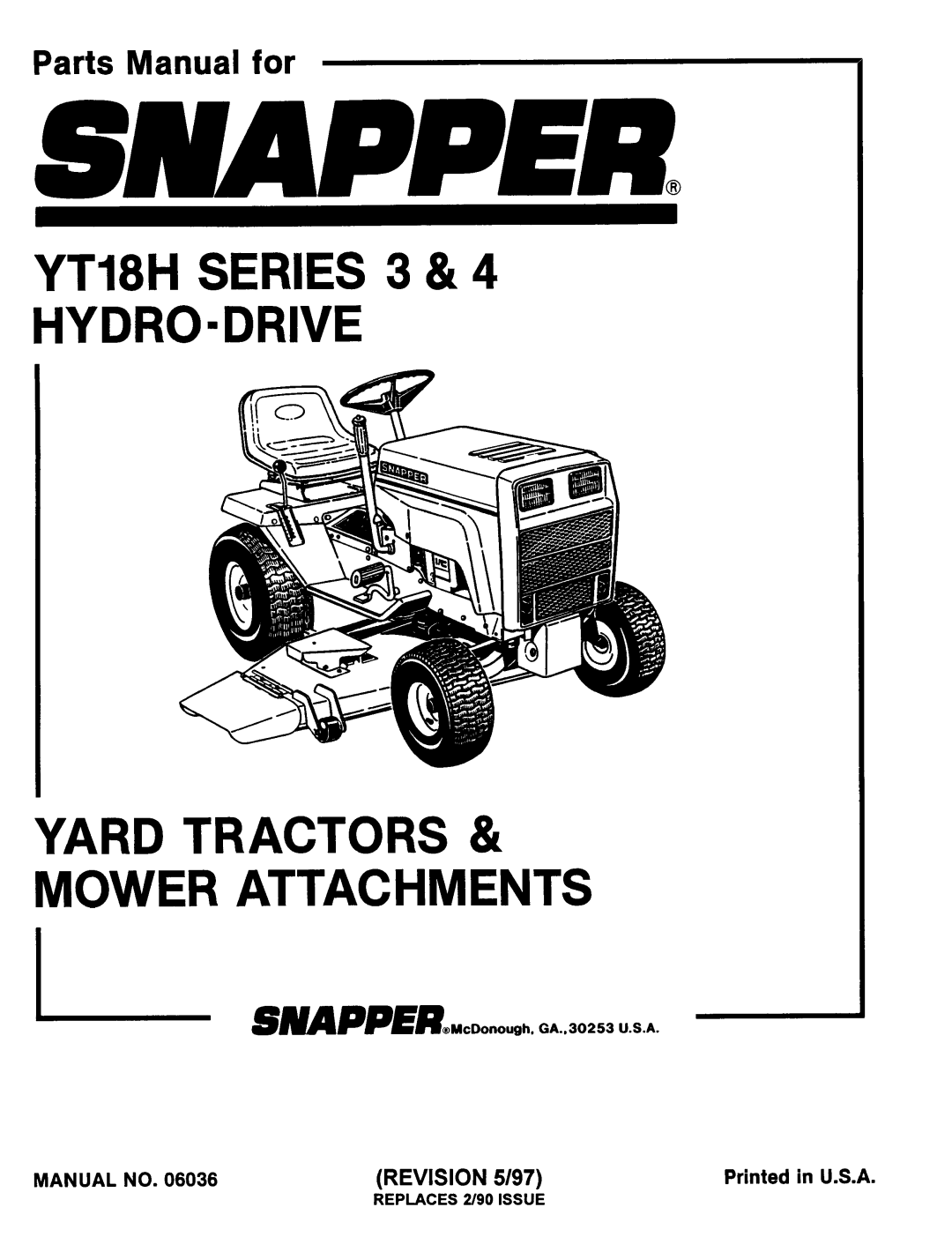 Snapper YT18H Series 3, YT18H Series 4 manual 