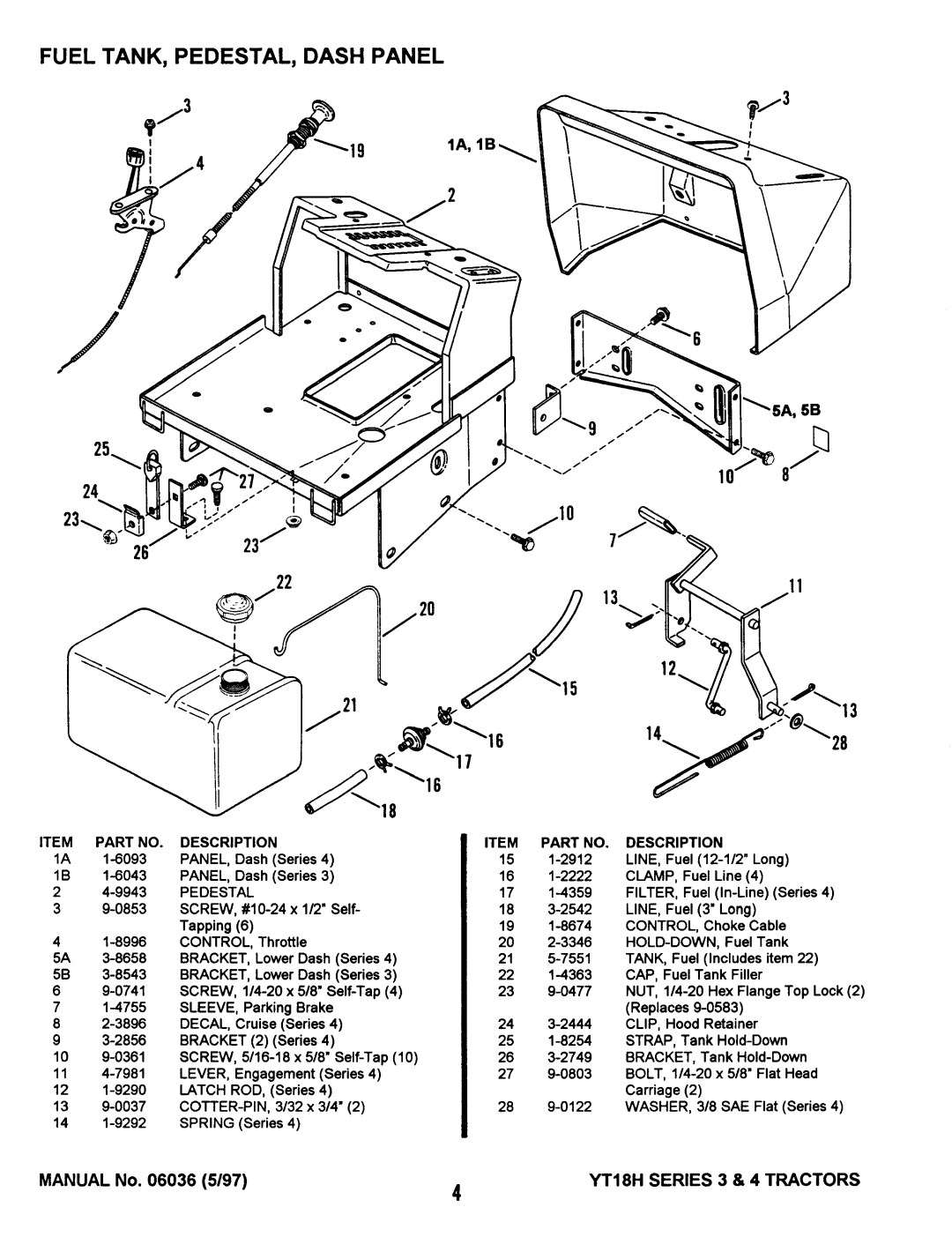 Snapper YT18H Series 3, YT18H Series 4 manual 