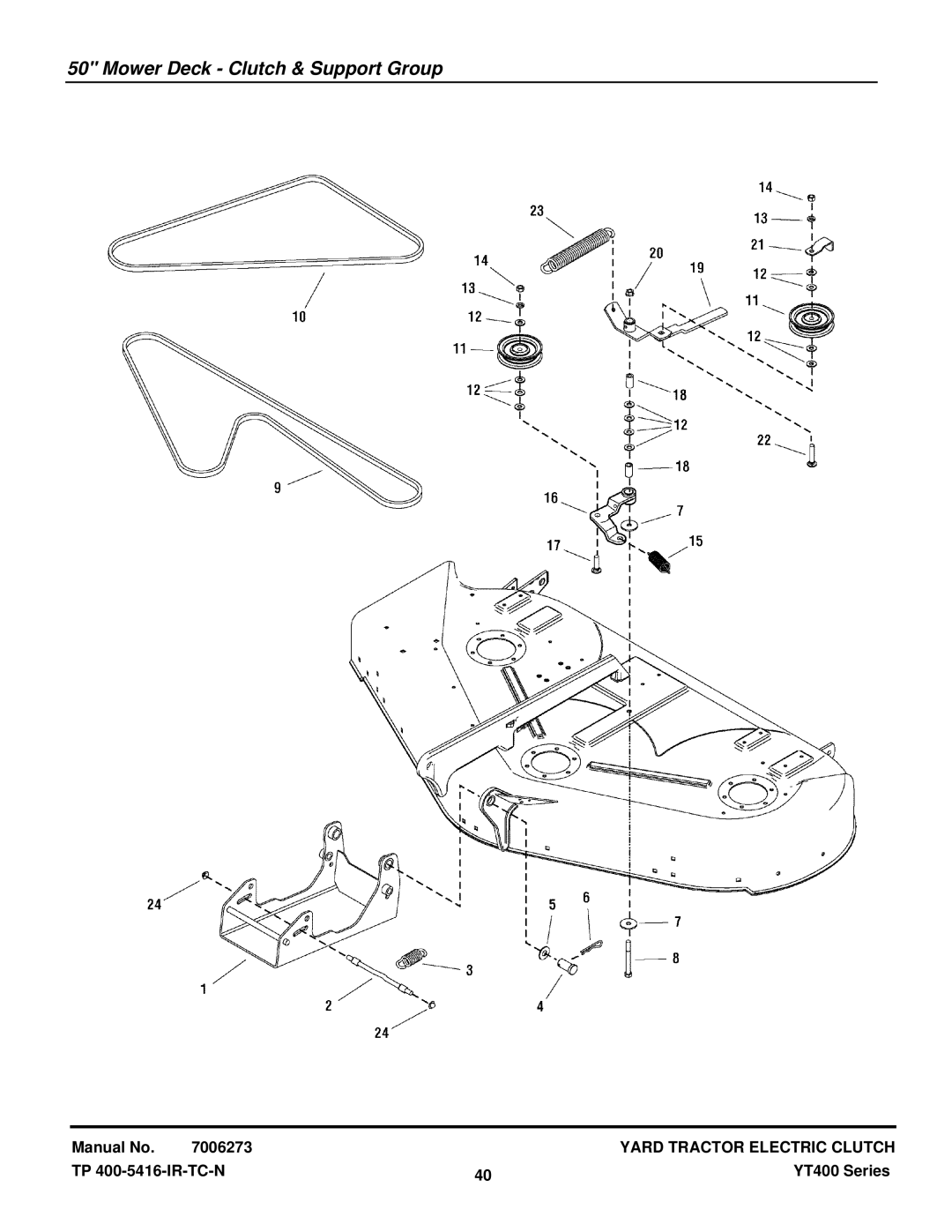 Snapper YT2350 4WD manual Mower Deck Clutch & Support Group 