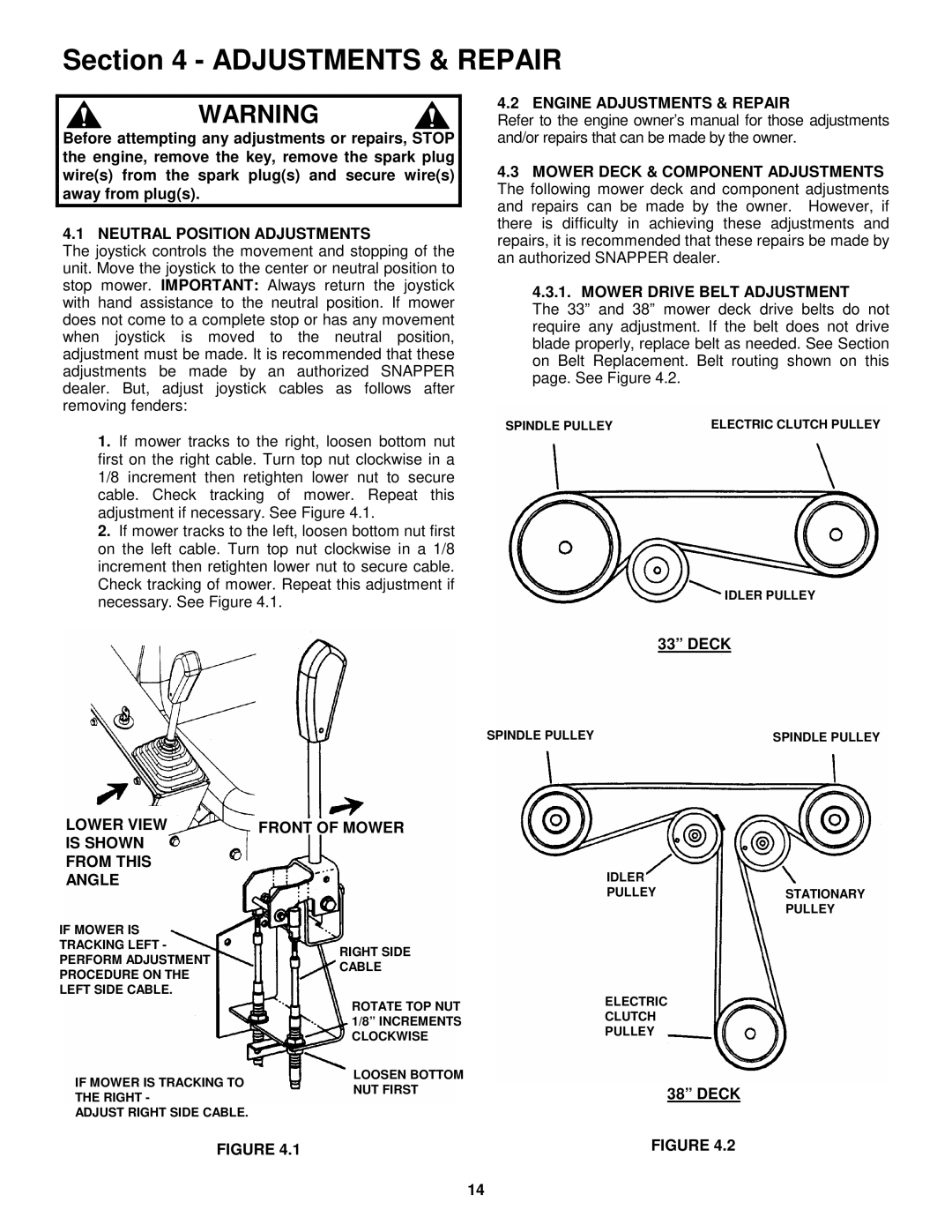 Snapper YZ13331be, YZ13381BE, YZ145332BE, YZ145382BE Neutral Position Adjustments, Engine Adjustments & Repair, Angle 