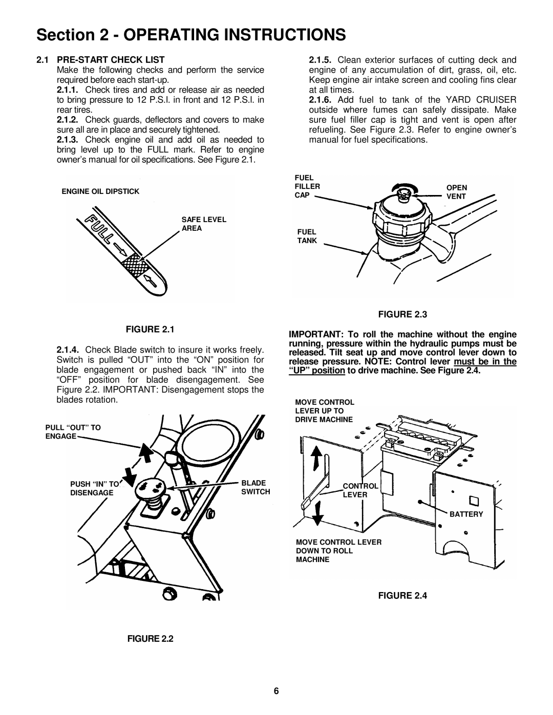 Snapper YZ145332BVE, YZ145382BVE important safety instructions Operating Instructions, PRE-START Check List 