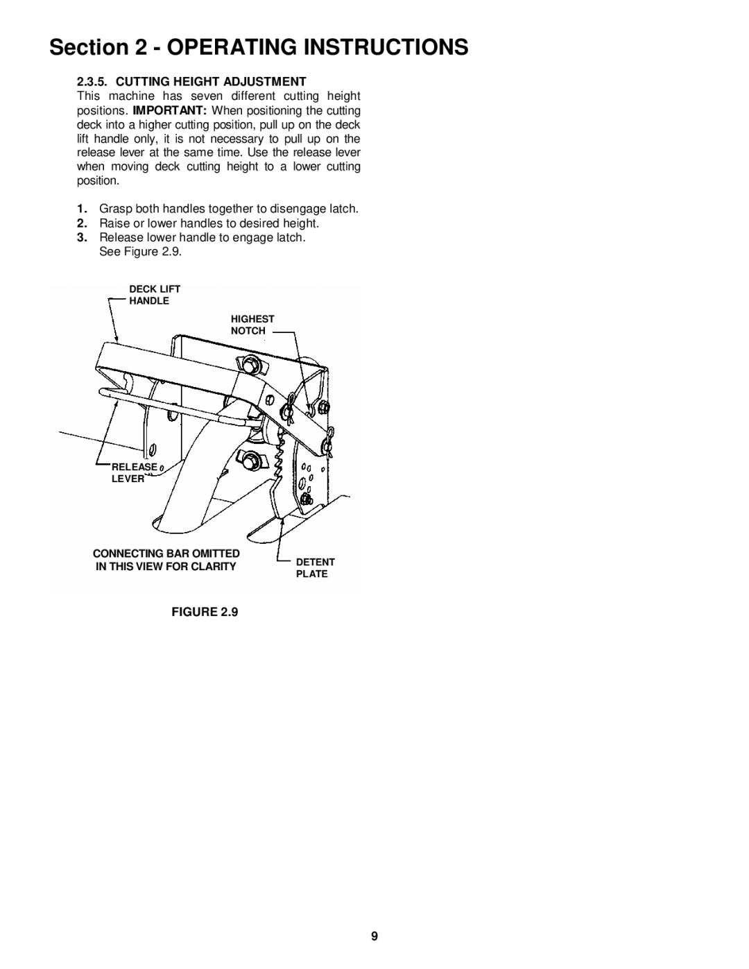 Snapper YZ145332BVE, YZ145382BVE important safety instructions Cutting Height Adjustment 