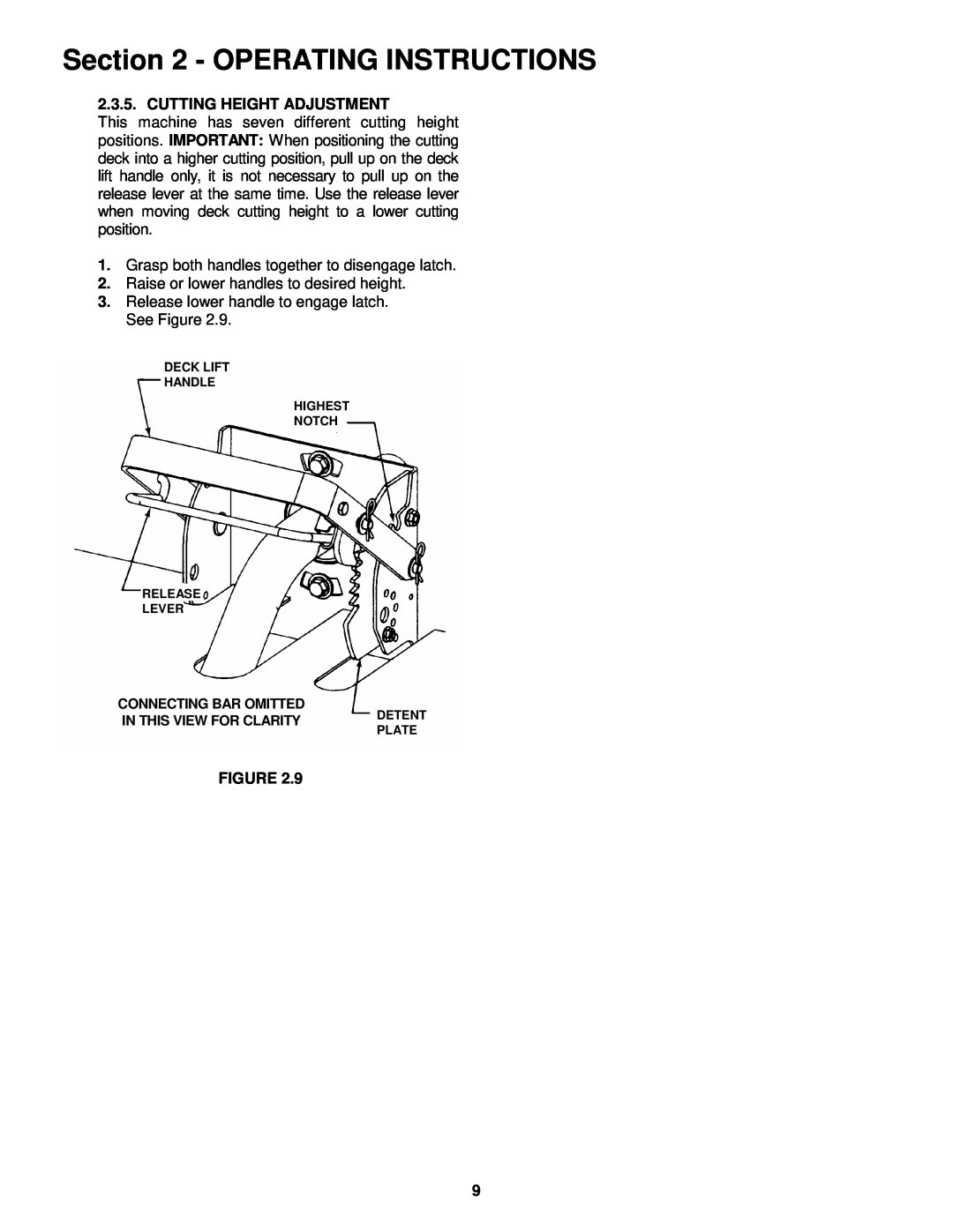 Snapper YZ145332BVE, YZ145382BVE important safety instructions Operating Instructions, Cutting Height Adjustment 