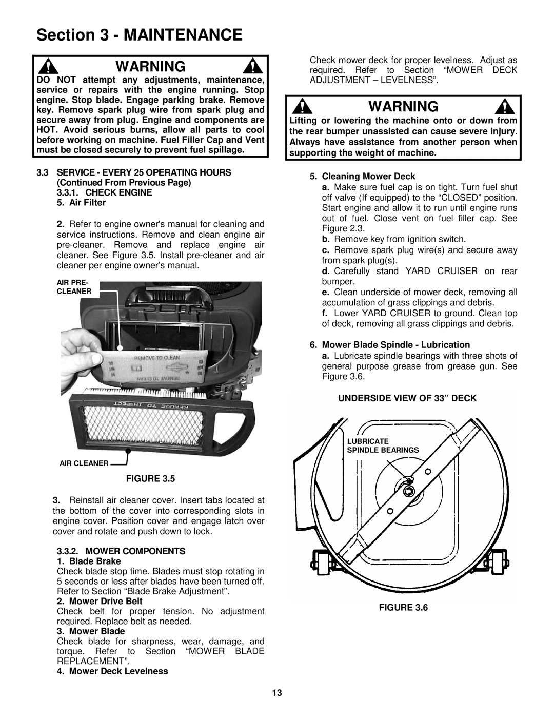 Snapper YZ15334BVE, YZ15384BVE, YZ15384BVE, YZ15334BVE Check Engine, Underside View of 33 Deck, Mower Components 